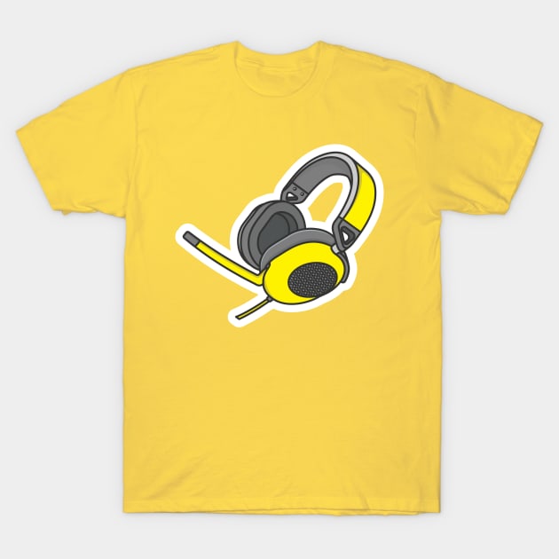 Communication Headphone Device Sticker vector illustration. technology object icon concept. Customer service or gamer headphone with microphone sticker design logo with shadow. T-Shirt by AlviStudio